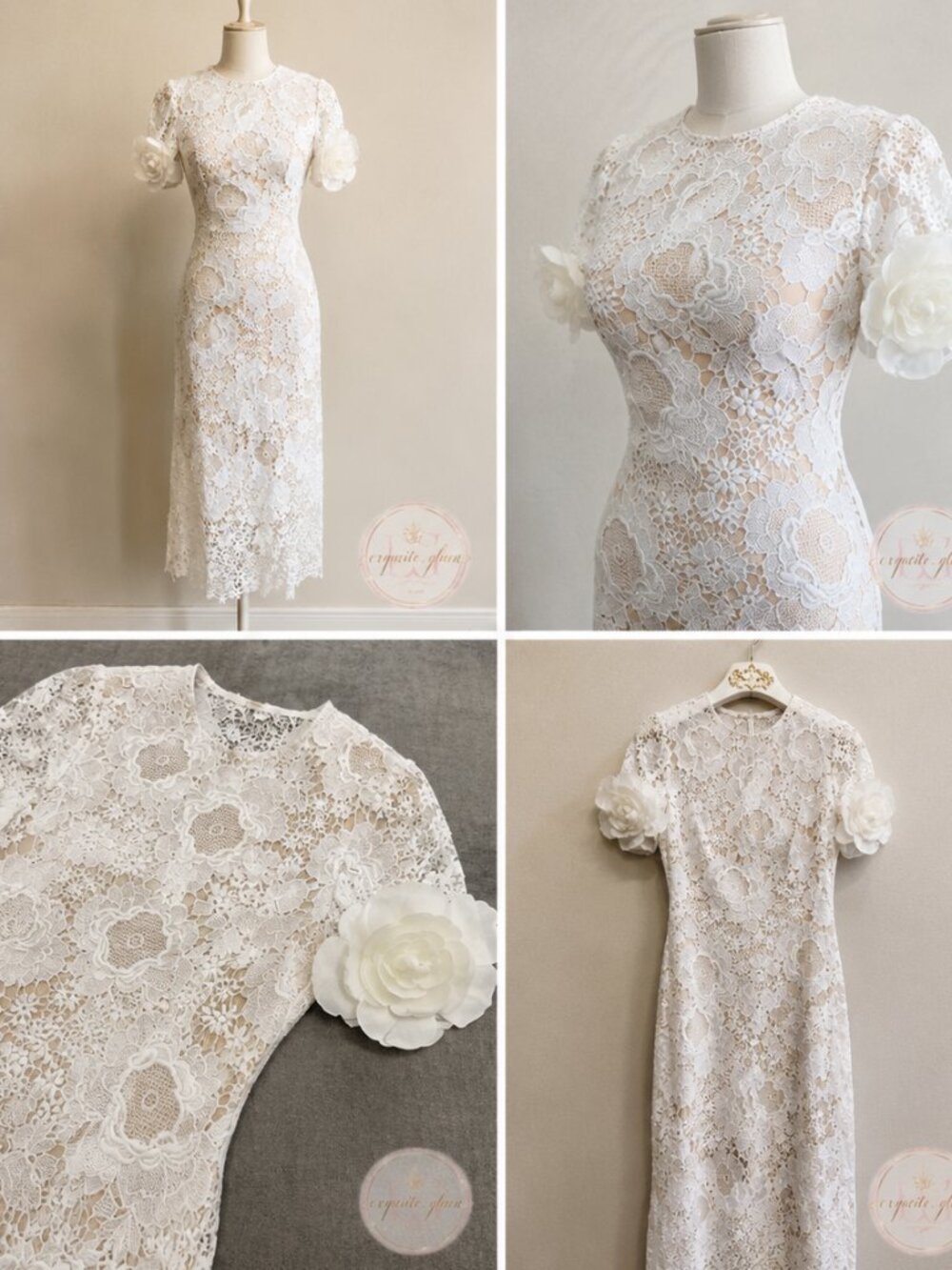 Exquisite Bridal Couture Wedding Evening Cocktail Elegant Runway Lace Gown Dress